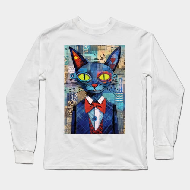 Abstract Cat 6 Long Sleeve T-Shirt by erzebeth